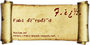 Fabi Árpád névjegykártya